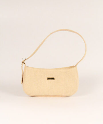 BADIO - Soft Jute Beige Baguette Hand Bag