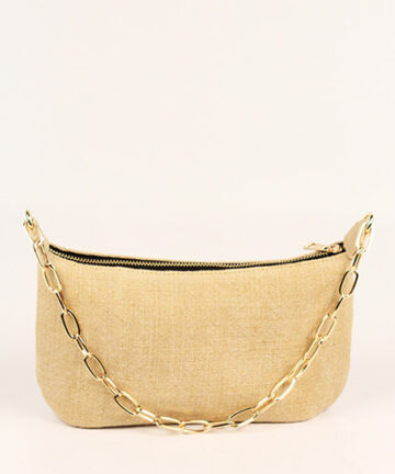 BRISKET - Beige Soft Jute Baguette Shoulder Bag
