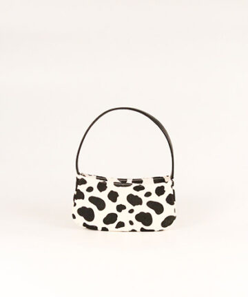 BULLY TWO - Simple Baby Cow Print Jute Shoulder Baguette