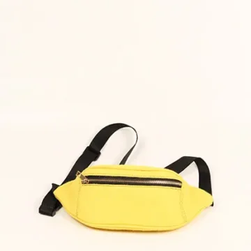 Product Description: Jaune Unisex Fanny Pack Vibrant yellow fanny pack with multiple compartments and adjustable straps. Color: Yellow Length: 5.5 inches Width: 10 inches Height: 4 inches Price: ₹800/-