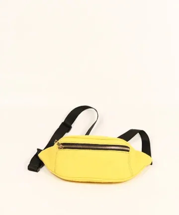 Product Description: Jaune Unisex Fanny Pack Vibrant yellow fanny pack with multiple compartments and adjustable straps. Color: Yellow Length: 5.5 inches Width: 10 inches Height: 4 inches Price: ₹800/-