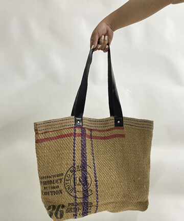 Sacc Tote - XL Green Burlap Tote