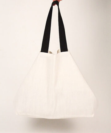 CORDON IN WHITE - Minimal Sack Jute Tote Bag